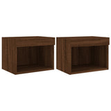 Bedside Cabinets with LED Lights Wall-mounted 2 pcs Brown Oak 837126