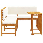 ZNTS Corner Sofa Set Set of 3 Brown Solid Acacia wood Foldable 3329107