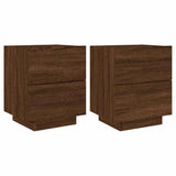 Bedside Cabinets with LED Lights 2 pcs Brown Oak Engineered Wood 836748