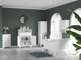 Tall Bathroom Storage Unit, Slim Bathroom Cabinet with Adjustable Shelves and Double Door, White T3398P378067
