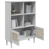 Bookcase SENJA Rattan Look White 90x35x130 cm Solid Wood Pine 358062