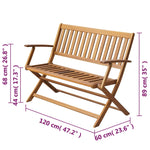Garden Bench 120 cm Solid Acacia Wood 44132