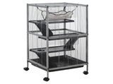 Small Animal Cage with Wheels Pet Home for Chinchillas Ferrets Kittens, with Hammock, 4 Platforms, T3398P350045