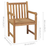 Outdoor Chair Set of 6 Brown Solid Teak Wood Standard Durable 3073002