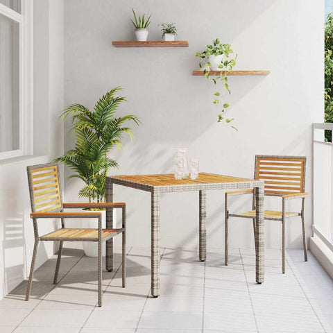 Garden Dining Set 3 pcs Grey Poly Rattan 3365435
