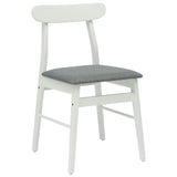 Dining Chair 2 pcs White and Grey Solid Rubber Wood 42020487