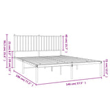 Metal Bed Frame without Mattress with Headboard White 140x190cm 350931