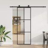 Sliding Door with Hardware Set Black 76x205 cm ESG Glass 3375844