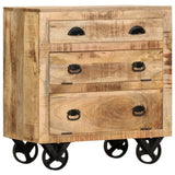 Side Cabinet with Wheel 70x40x75 cm Solid Mango Wood 285829