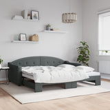 Daybed with Trundle without Mattress Dark Grey 90x190 cm Single 3197600