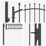 Fence Gate with Spikes Grey 170 x 100 cm Powder-coated steel 42009020