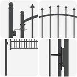 Fence Gate with Spikes Grey 170 x 100 cm Powder-coated steel 42009020