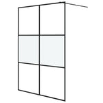 Walk-in Shower Wall Black 140x195 cm Half Frosted ESG Glass 152109