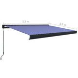 Manual Cassette Awning 350x250 cm Blue and White 3052701