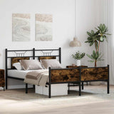 Bed Frame without Mattress Smoked Oak 140x190 cm Engineered Wood 4106926