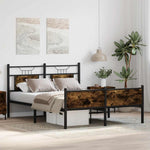 Bed Frame without Mattress Smoked Oak 137x190 cm Engineered Wood 4106925