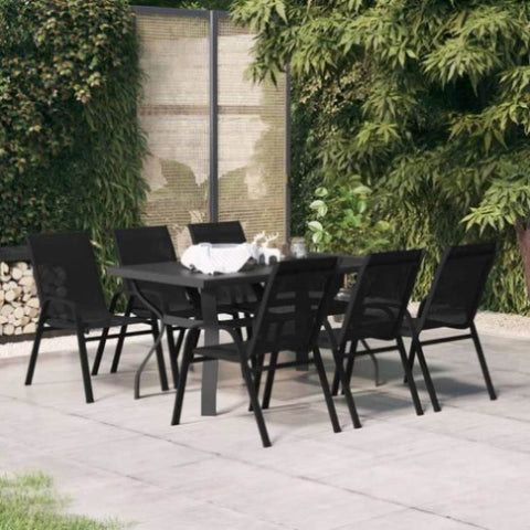 7 Piece Garden Dining Set Black 3095985