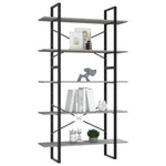 5-Tier Book Cabinet Concrete Grey 100x30x175 cm Engineered Wood 3082002