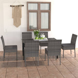 Outdoor Dining Set Grey Poly rattan, powder-coated steel, glass 3100404