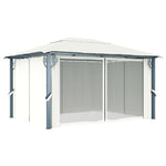 ZNTS Gazebo with Curtain&LED String Lights 4x3 m Cream Aluminium 3070335