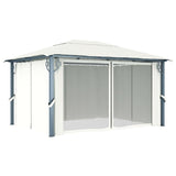 ZNTS Gazebo with Curtain&LED String Lights 4x3 m Cream Aluminium 3070335