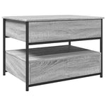 ZNTS Coffee Table Grey Sonoma 70x50x50 cm Engineered Wood and Metal 845384