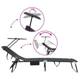 Folding Sun Lounger Folding Black 190 x 57 x 81 cm Oxford 42003129