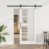 Sliding Door White 78 x 202 cm Solid Pine Wood and Glass 3332328