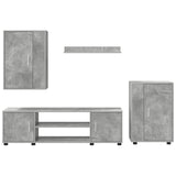 TV Cabinet Set Wall-mounted 4 pcs Concrete Grey Engineered wood 3397899