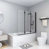 Folding Shower Enclosure 3 Panels ESG 130x138 cm Black 147191
