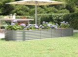 Garden Raised Bed Galvanised Steel 224x80x36 cm Silver 318922