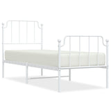 Metal Bed Frame without Mattress with Footboard White 75x190cm 373944