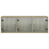 Wall Cabinet with Glass Doors Sonoma Oak 102x37x35 cm 836513