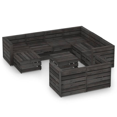 ZNTS 10 Piece Garden Lounge Set Grey Impregnated Pinewood 3068090