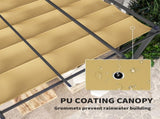 3 x 4m Aluminium Pergola, with Retractable Roof - Khaki T3398P314740