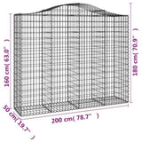 Arched Gabion Baskets 10 pcs 200x50x160/180 cm Galvanised Iron 3145711