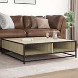 ZNTS Coffee Table Sonoma Oak 100x100x30 cm Engineered Wood and Metal 848775