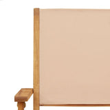 Folding Garden Chairs 6 pcs Beige Fabric and Solid Wood 3214584