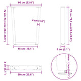Dining Table Legs V-Shape 2 pcs White 60x cm Steel 4012641