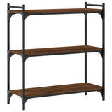 Bookcase 3-Tier Brown Oak 80x30x86 cm Engineered Wood 837671