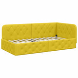 Corner Bed Frame with Headboard Yellow 90 x 200 cm Velvet 42016539