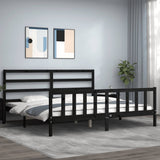 Bed Frame without Mattress Black 200x200 cm Solid Wood Pine 3191930