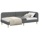 Corner Bed Frame with Headboard Dark Grey 90 x 190 cm Fabric 42016562