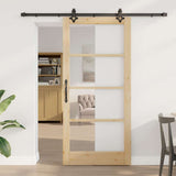 Sliding Door ORKDAL Natural and Black 93 x 202 cm 3332203