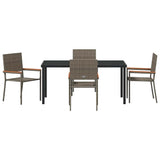 Garden Dining Set with Cushion 5 pcs Grey Poly Rattan 3379712