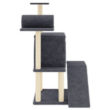 Cat Tree with Sisal Scratching Posts Dark Grey 110.5 cm 172063