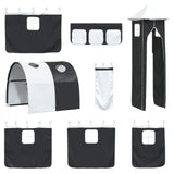 Kids'Loft Bed Frame White and Black 75 x 190 cm Metal 42020892