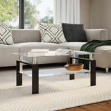 Coffee Table Grey and Transparent 95x55x40 cm Tempered Glass 330305
