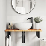 Basin Shelf Wall Mounted Steel and Solid Wood Oak 3302337