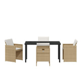 Garden Dining Set 5 pcs Beige Poly Rattan 3380606